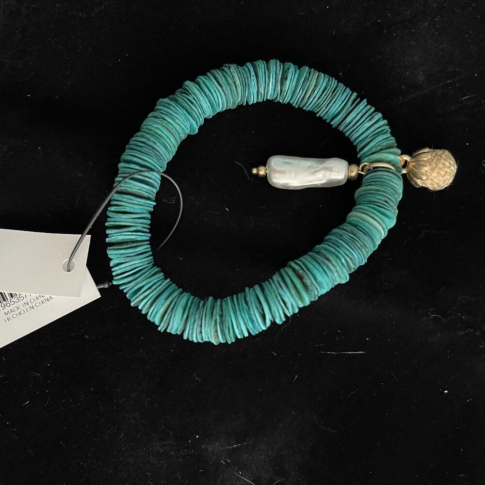 Chico's Shell Stretch Bracelet Turquoise NWT